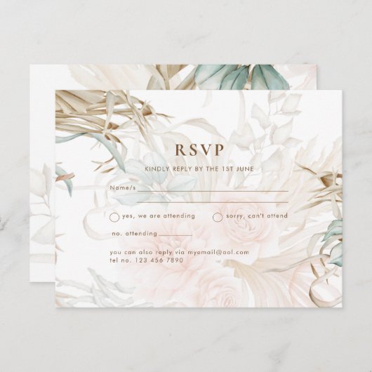 BOHO Pampasgras Bloemkroon Koraal Salie Bruiloft Briefkaart (Voorkant / Achterkant)