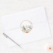 BOHO Pampasgras Bloemkroon Koraal Salie Bruiloft Ronde Sticker (Envelop)
