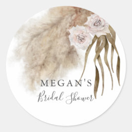 Boho Pampasgras botanische bruidsdouche Ronde Sticker