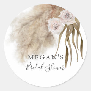 Boho Pampasgras botanische bruidsdouche Ronde Sticker