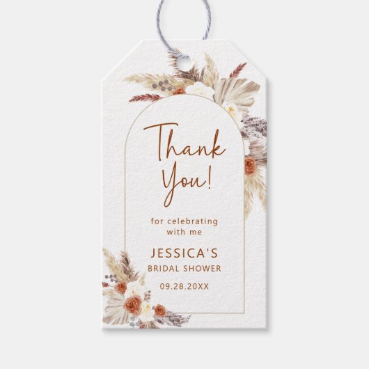 Boho Pampasgras Bruiloft Feest Dank Je Cadeaulabel (Voorkant)