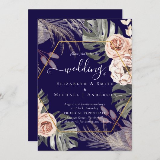 BOHO PAMPASGRAS TROPISCHE Bruiloft (Voorkant / Achterkant)