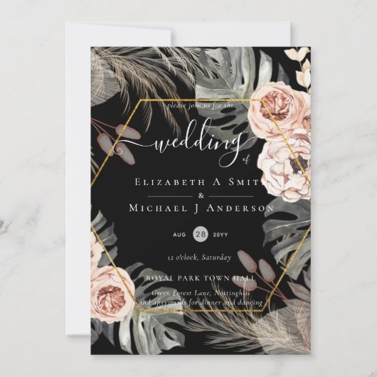 BOHO PAMPASGRAS TROPISCHE Bruiloft Kaart (Voorkant)