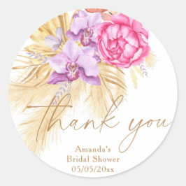Boho pampasgras - Trouwfeest bedankje Ronde Sticker