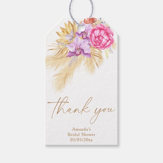 Boho pampasgras - Trouwfeest bedankt Cadeaulabel (Voorkant)