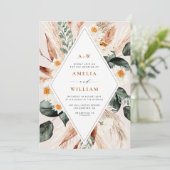 boho pampasgras trouwkaart kaart (Staand voorkant)