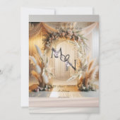 Boho Pampass Bloemen Huwelijksuitnodiging |Bewerkb Kaart (Voorkant)