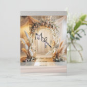 Boho Pampass Bloemen Huwelijksuitnodiging |Bewerkb Kaart (Staand voorkant)