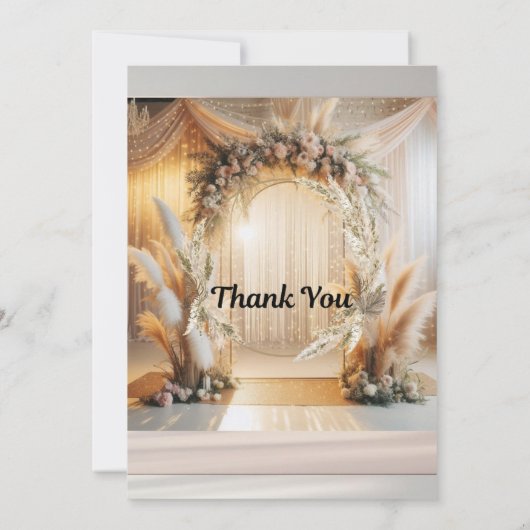 Boho Pampass Bloemen Huwelijksuitnodiging |Bewerkb Kaart (Achterkant)