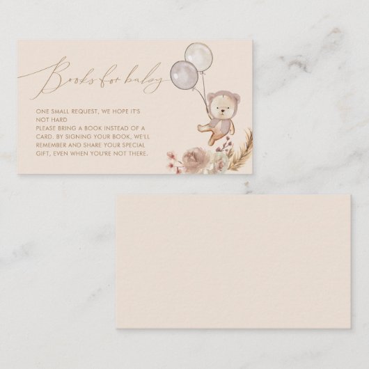Boho Pampass Book Request Beer Balloon Baby shower Informatiekaartje (Voorkant / Achterkant)