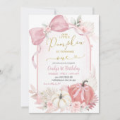 Boho Pampass Floral Pumpkin is een eerste verjaard Kaart (Voorkant)