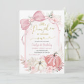 Boho Pampass Floral Pumpkin is een eerste verjaard Kaart (Staand voorkant)