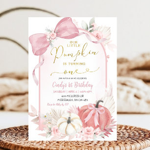 Boho Pampass Floral Pumpkin is een eerste verjaard Kaart