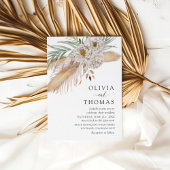 Boho Pampass & Floral Waterverf bruiloft Kaart