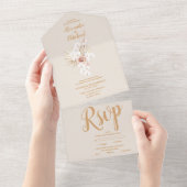Boho Pampass gras Bloemen bruiloft All In One Uitnodiging (Afscheurbaar)