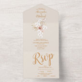 Boho Pampass gras Bloemen bruiloft All In One Uitnodiging (Binnen)