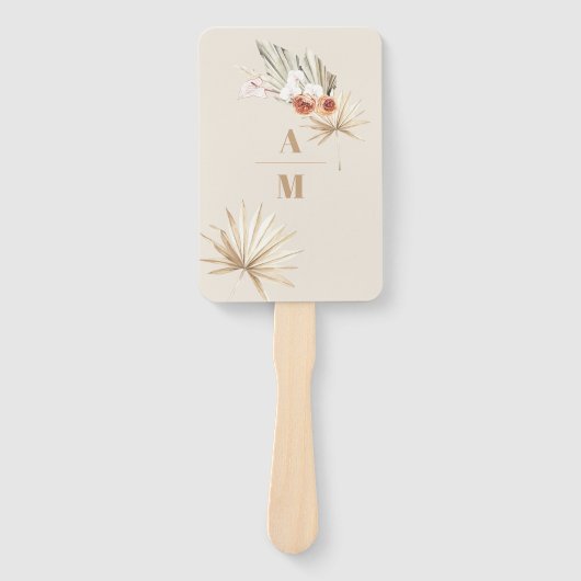 Boho Pampass gras Bloemen bruiloft Handwaaier (Voorkant)