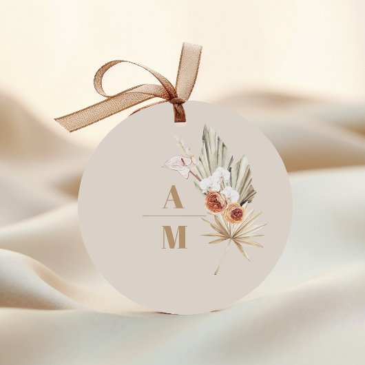 Boho Pampass gras Bloemen bruiloft Ronde Sticker