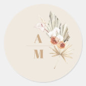 Boho Pampass gras Bloemen bruiloft Ronde Sticker (Voorkant)