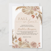 Boho Pampass Grass Arch Herfst in Love Vrijgezelle Kaart (Voorkant)