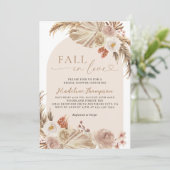 Boho Pampass Grass Arch Herfst in Love Vrijgezelle Kaart (Staand voorkant)