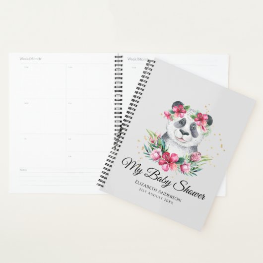 Boho Panda Beer Baby Shower Planner Bloemen (Display)