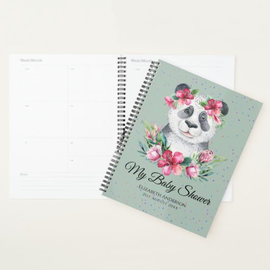 Boho Panda Beer Baby shower Planner Flowers (Display)