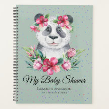 Boho Panda Beer Baby shower Planner Flowers