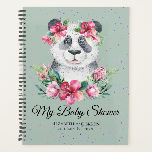 Boho Panda Beer Baby shower Planner Flowers (Voorkant)