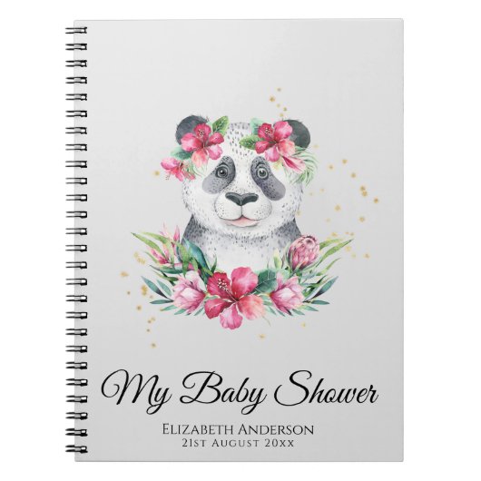 Boho Panda Beer Baby shower Planner Flowers Notitieboek (Voorkant)