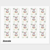 Boho Panda Beer Roze Bloemen Baby Shower Bedankt Vierkante Sticker (Vel)