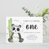 Boho Panda Verjaardag Uitnodigingen - Meisje (Staand voorkant)