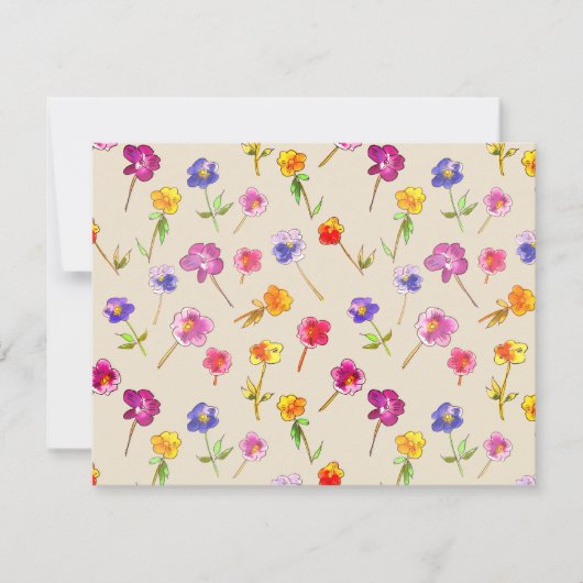 Boho Pansies Whimsical Hand-geïllustreerde Wildflo Bedankkaart (Voorkant)