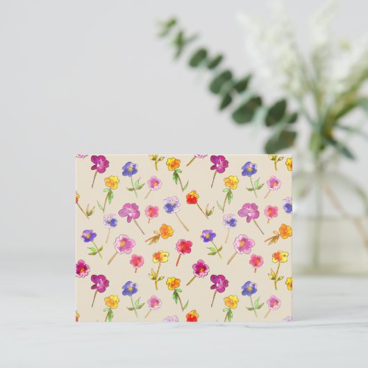 Boho Pansies Whimsical Hand-geïllustreerde Wildflo Bedankkaart (Staand voorkant)