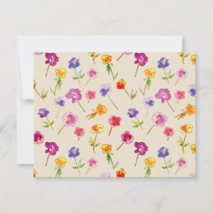 Boho Pansies Whimsical Hand-geïllustreerde Wildflo Bedankkaart