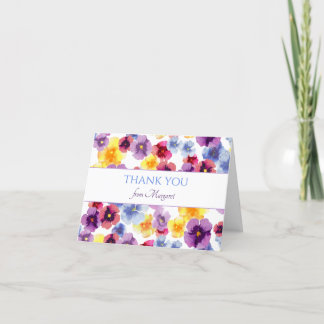 Boho Pansy Wildflower Schattige Elegant Verjaardag Bedankkaart
