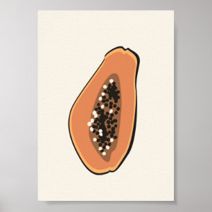 Boho Papaya Fruit Illustration Summer Print