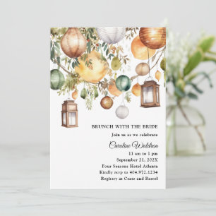 Boho papieren lantaarns bruids brunch uitnodiging