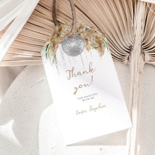 Boho Papmas Grass Disco Ball Verjaardagsfeest Cadeaulabel