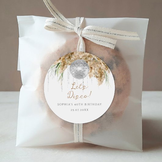 Boho Papmas Grass Disco Ball Verjaardagsfeest Ronde Sticker