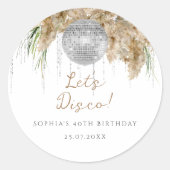 Boho Papmas Grass Disco Ball Verjaardagsfeest Ronde Sticker (Voorkant)