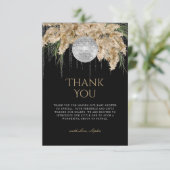 Boho Papmas Grass Disco Ball Zwart Baby shower Bedankkaart (Staand voorkant)