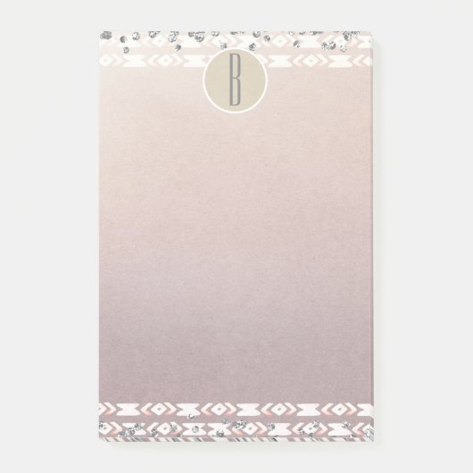 Boho Parel Glans Glam Kraft Landelijke Monogram Post-it® Notes (Voorkant)