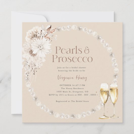 Boho Parels Bruids Douche Uitnodiging (Voorkant)