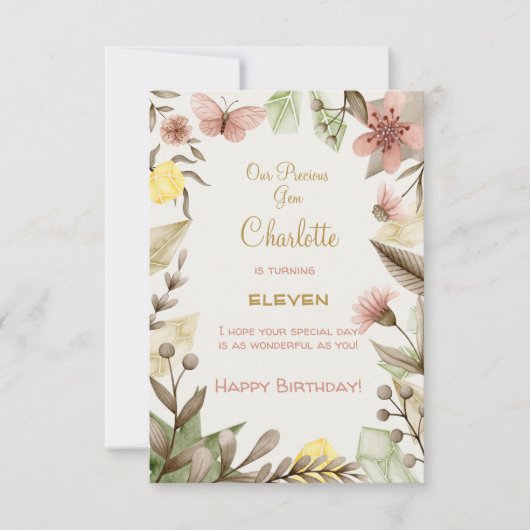 Boho Pareltjes  Crystals blije verjaardag Kaart (Voorkant)