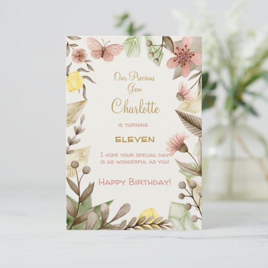 Boho Pareltjes  Crystals blije verjaardag Kaart (Staand voorkant)