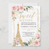 Boho Paris Eiffel bloesem groen goud 16e Kaart (Voorkant)