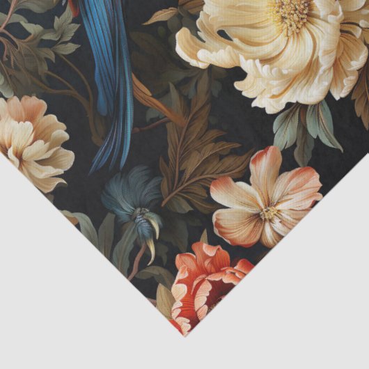 Boho Parrot Bloemen Decoupage Victoriaans Tissuepapier (Detail)