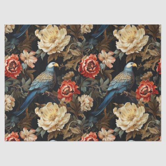 Boho Parrot Bloemen Decoupage Victoriaans Tissuepapier (Voorkant)
