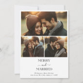 Boho Pas getrouwd Merry & Married Christmas 3 Foto Feestdagenkaart (Voorkant)